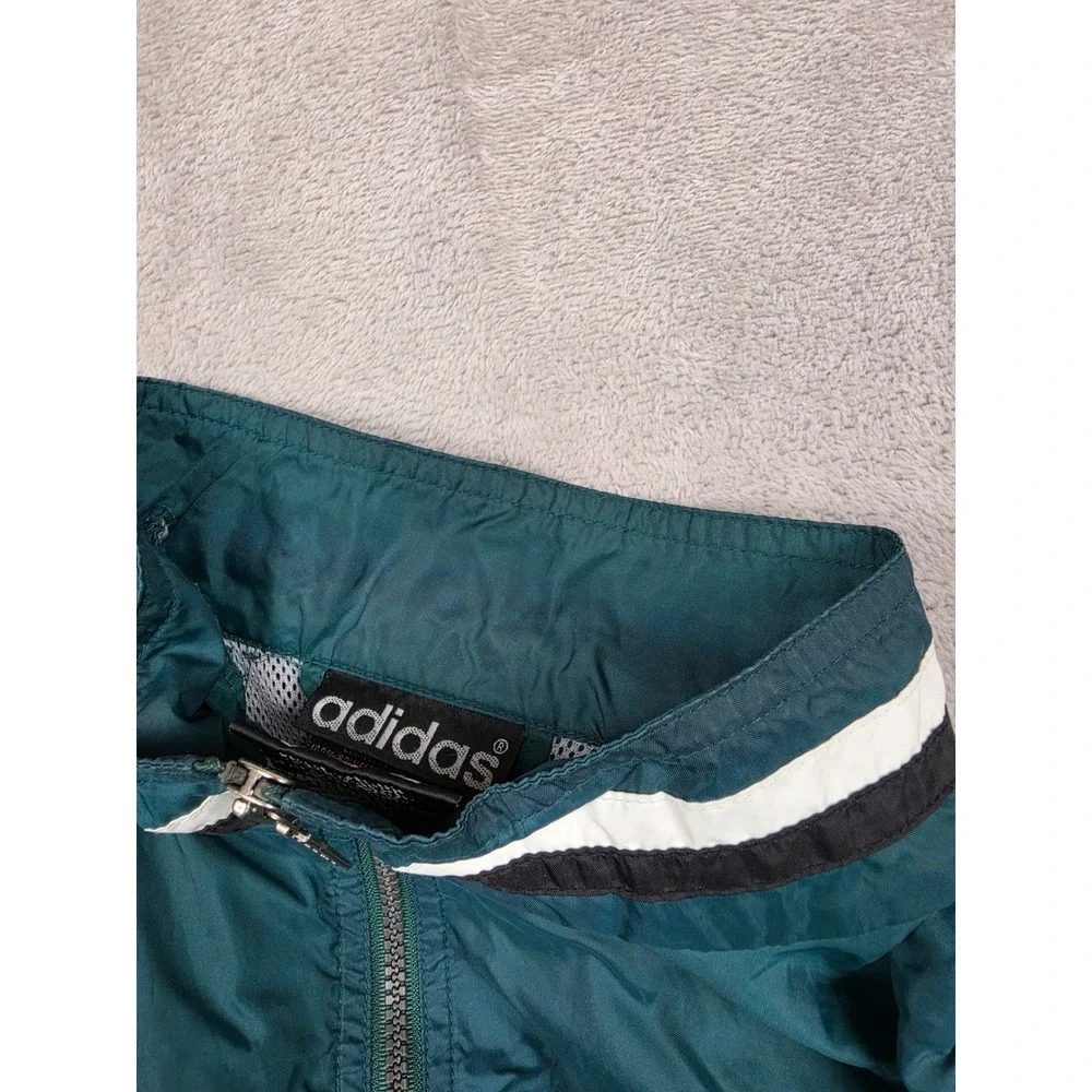 Vintage Adidas Windbreaker Jacket Mens M Green Colorblock Full Zip 90s *Read